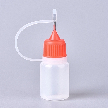 Polyethylene(PE) Needle Applicator Tip Bottles, Translucent Empty Glue Bottle, with Steel Pins, Red, 6.4x2.1cm, Capacity: 5ml(0.17 fl. oz)