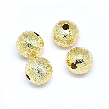 Brass Beads, Round, Real 18K Gold Plated, 8x7mm, Hole: 2mm