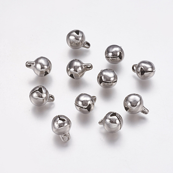 304 Stainless Steel Bell charms, Stainless Steel Color, 13x10mm, Hole: 2mm