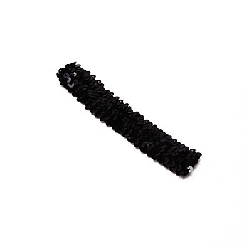 Yarn & Rubber Elastic Headbands, with Plastic Paillette/Sequins, Hair Accessories, Black, 170~180x29mm