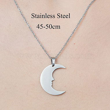 Non-Tarnish 201 Stainless Steel Crescent Moon Pendant Necklace(NJEW-OY002-12)-3