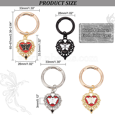 8Pcs 4 Styles Heart with Butterfly Alloy Enamel Shoe Charms(HJEW-AB00731)-2