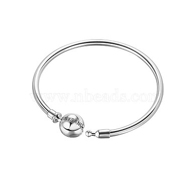 TINYSAND Rhodium Plated 925 Sterling Silver Basic Bangles for European Style Jewelry Making(TS-B132-S-19)-2