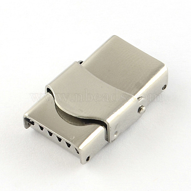 Smooth Surface 201 Stainless Steel Watch Band Clasps(STAS-R063-79)-2