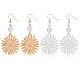 2 Pairs 2 Colors Alloy Sun with Smiling Face Dangle Earrings with Plastic Pearl Beaded(EJEW-AN0001-82)-1