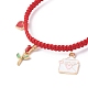 Bracelet à breloques en alliage d'émail rose enveloppe coeur(BJEW-JB08682-02)-4