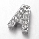 Platinum Plated Brass Micro Pave Cubic Zirconia Letter Slide Charms(ZIRC-E015-04A)-1