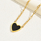 Natural Shell Heart Pendant Necklaces with Golden Stainless Steel Paperclip Chains(EU3732-1)-2