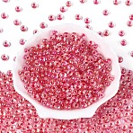 FGB Inside Colours Transparent Glass Seed Beads, Rondelle, Crimson, 6x4mm, Hole: 2mm, about 2000pcs/450g(SEED-T009-01E)