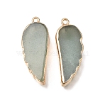 Natural Green Aventurine Pendants, Brass Wing Bezeled Charms, Golden, 33~34x12.5~13.5x4.5~6mm, Hole: 1.8mm(GG-CBA7DA4-01G-B)