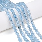 Natural White Jade Bead Strands, Dyed, Faceted, Round, Cornflower Blue, 4mm, Hole: 1mm, about 88~89pcs/strand, 14.37~14.57 inch(36.5~37cm)(G-R344-4mm-05)