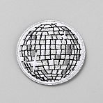 Computerized Embroidery Cloth Iron on/Sew on Patches, Appliques, Costume Accessories, Disco Planet, Silver, 53.5x1.5mm(DIY-WH0666-008A)