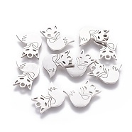 201 Stainless Steel Charms, Fox, Stainless Steel Color, 14x12x1mm, Hole: 1.5mm(STAS-S105-T420)