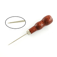 Stainless Steel Bead Awls, with Wood Cover, Coconut Brown, 125x20mm, Pin: 1~1.9mm(TOOL-R025-13)