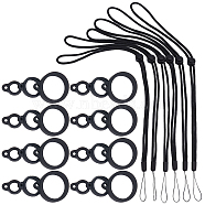 36Pcs 3 Style Silicone Rings with 6Pcs Polyester Necklace Lanyard Anti-Loss Pendant Holder, for Pen, Phone, Badge Holder, Black, 470~530mm(DIY-GF0008-05)