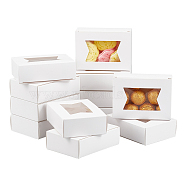 Rectangle Folding Paper Storage Boxes, Gift Case with Visible PVC Window, White, 9.5x7x2.8cm, window: 37x61mm(CON-WH0106-01B-02)
