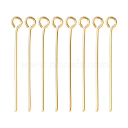 Brass Eye Pin, Long-Lasting Plated, Real Gold Plated, Nickel Free, Real 18K Gold Plated, 21 Gauge, 30mm, Hole: 2mm, Pin: 0.7mm(KK-G331-09-0.7x30-NF)