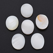 Natural Freshwater Shell Cabochons, Oval, White, 17.5x13x3mm(SHEL-S278-048B)