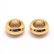 Brass Beads, Cadmium Free & Nickel Free & Lead Free, Rondelle, Real 18K Gold Plated, 5x2mm, Hole: 3mm(KK-G302-14G-NR)