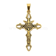 Ion Plating(IP) 304 Stainless Steel Pendants,  Crucifix Cross Charm, Easter, Antique Golden, 52x32x3.5mm, Hole: 9.5x4.5mm(STAS-D112-04AG-02)