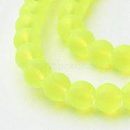 Transparent Glass Bead Strands, Frosted, Round, Green Yellow, 4mm, Hole: 1.1~1.6mm, about 200pcs/strand, 31.4 inch(X-GLAA-S031-4mm-30)