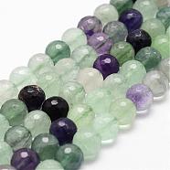 Natural Fluorite Beads Strands, Faceted, Round, 8mm, Hole: 1mm, about 44pcs/strand, 14.9 inch~15.1 inch(G-D840-13-8mm)