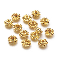 Tibetan Style Spacer Beads, Lead Free and Cadmium Free, Flower, Golden, 9x5mm, Hole: 2mm(K0928011)