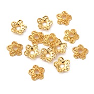 Tibetan Style Alloy Bead Caps, Lead Free and Cadmium Free, Golden, 10.7x11x2.5mm, Hole: 3mm(K0P34012)