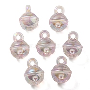 UV Plating Rainbow Iridescent Transparent Acrylic Pendant, Bell Charms, Plum, 20.5x15.5mm, Hole: 3.5mm(OACR-P010-06B)