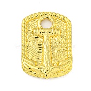 304 Stainless Steel Pendants, Rectangle with Boat Anchor Charm, Real 18K Gold Plated, 33.5x23.5x3.5mm, Hole: 5mm(STAS-Z085-15G)