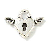 Tibetan Style Alloy Pendants, Lead Free & Cadmium Free, Heart with Wing, Antique Silver, 13x17x2.5mm, Hole: 2.5x3.5mm(TIBE-I026-5964AS)