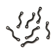 304 Stainless Steel Links Connector Charms, Twisted Bar, Black, 14x2.5x1.2mm, Hole: 1.2mm(STAS-Q323-12EB)