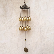 Alloy Wind Chimes Hanging Ornaments, with Bell, Building, 560x78mm(WICH-PW0002-03A)