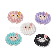 Handmade Japanese Seed Beads, Loom Pattern, Sheep, Mixed Color, 18x20x2mm(SEED-CP00013)