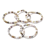Natural African Opal Beaded Stretch Bracelets, Faceted Round, Inner Diameter: 2~2-1/4 inch(5.2~5.5cm)(BJEW-K233-01A-01)