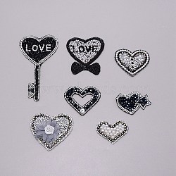 Heart Glitter Hotfix Rhinestone, Iron on Patches, Dress Shoes Garment Decoration, Valentine's Day Theme, Mixed Color, 135x72x2mm, 7pcs/set(DIY-WH0260-52)