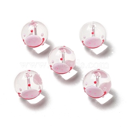 Handmade Lampwork Beads, Round, Misty Rose, 13.5~14x14.5~15mm, Hole: 1.5~1.8mm(LAMP-M011-06C)