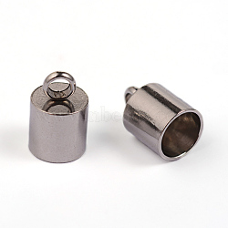 Tarnish Resistant 304 Stainless Steel Cord Ends, End Caps, Column, Stainless Steel Color, 11x7mm, Hole: 1.8mm, Inner Diameter: 6mm(X-STAS-M242-11)