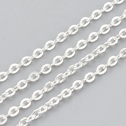 304 Stainless Steel Cable Chains, Soldered, Flat Oval, Silver, 3x2x0.5mm(X-CHS-R002-0.5mm-S)