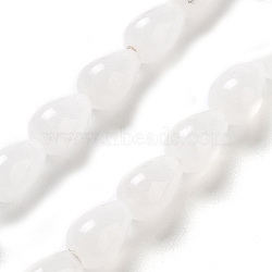 Natural White Jade Beads Strands, Teardrop, 9x6mm, Hole: 1.2mm, about 44pcs/strand, 15.75''(40cm)(G-B106-A31-01)