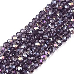 Electroplate Glass Beads Strands, AB Color Plated, Faceted, Rondelle, Indigo, 2.9~3.3x2mm, Hole: 0.8mm, about 148~150pcs/strand, 15.55~15.75 inch(39.5~40cm)(EGLA-A044-T2mm-B15)