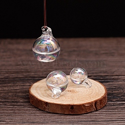 Glass Pendants, Round Charms, Clear AB, 18mm(PW-WG93250-04)