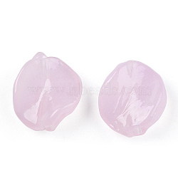 Imitation Jade Handmade Lampwork Beads, Leaf, Pink, 14~18.5x13.5~15x3.5~6mm, Hole: 1.2~1.8mm(LAMP-T011-17-C06)