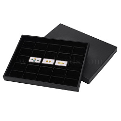 25 Grids Plastic Jewelry Trays, with Lint, for Loose Diamond, Rough Stone Storage, Black, 30x23x2.5cm, Inner Diameter: 5x3cm(ODIS-WH0043-08)