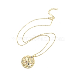 Brass Micro Pave Clear Cubic Zirconia Pendant Necklaces, Human, 17.60 inch(447mm)(NJEW-Z035-02A-G)