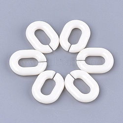 Acrylic Linking Rings, Quick Link Connectors, For Jewelry Chains Making, Oval, Floral White, 19x14x4.5mm, Hole: 11x5.5mm, about 680pcs/500g(OACR-S029-54B-02)