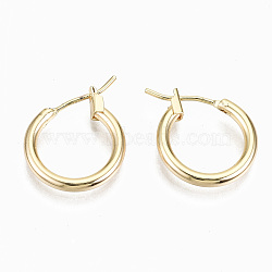 Brass Hoop Earrings, Nickel Free, Ring, Real 18K Gold Plated, 15x2mm, Pin: 0.7mm(KK-S356-150G-NF)