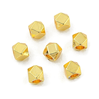 Rack Plating Brass Spacer Beads, Long-Lasting Plated, Cadmium Free & Lead Free, Polygon, Real 18K Gold Plated, 3x3mm, Hole: 1.7mm