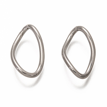 304 Stainless Steel Open Jump Rings, Twisty Rhombus, Stainless Steel Color, 23x13x2mm, inner diameter: 18.5x9mm