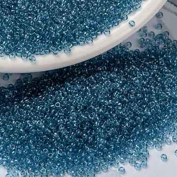 MIYUKI Round Rocailles Beads, Japanese Seed Beads, (RR1880) Transparent Blue Gray Gold Luster, 15/0, 1.5mm, Hole: 0.7mm, about 5555pcs/bottle, 10g/bottle